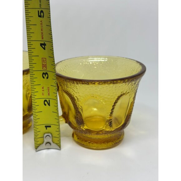 VTG Hazel Atlas Golden Pebble-Stone Amber Coffee Tea Mugs Set of 2 Decor MCM - Picture 7 of 7